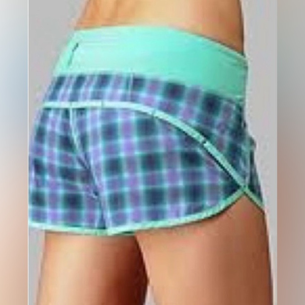 Rare Lululemon Speed Short River Rock / Oasis Ombre Plaid 2010 Edition Size 6 - Picture 3 of 5